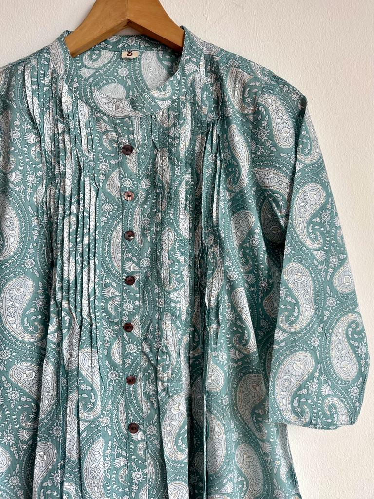 Pure Cotton Ladies Top in Light Blue and White for women, buy now in Singapore