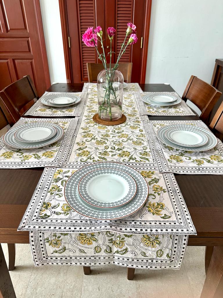 pure Cotton Runner Sets in Yellow and Green for women, buy now in Singapore
