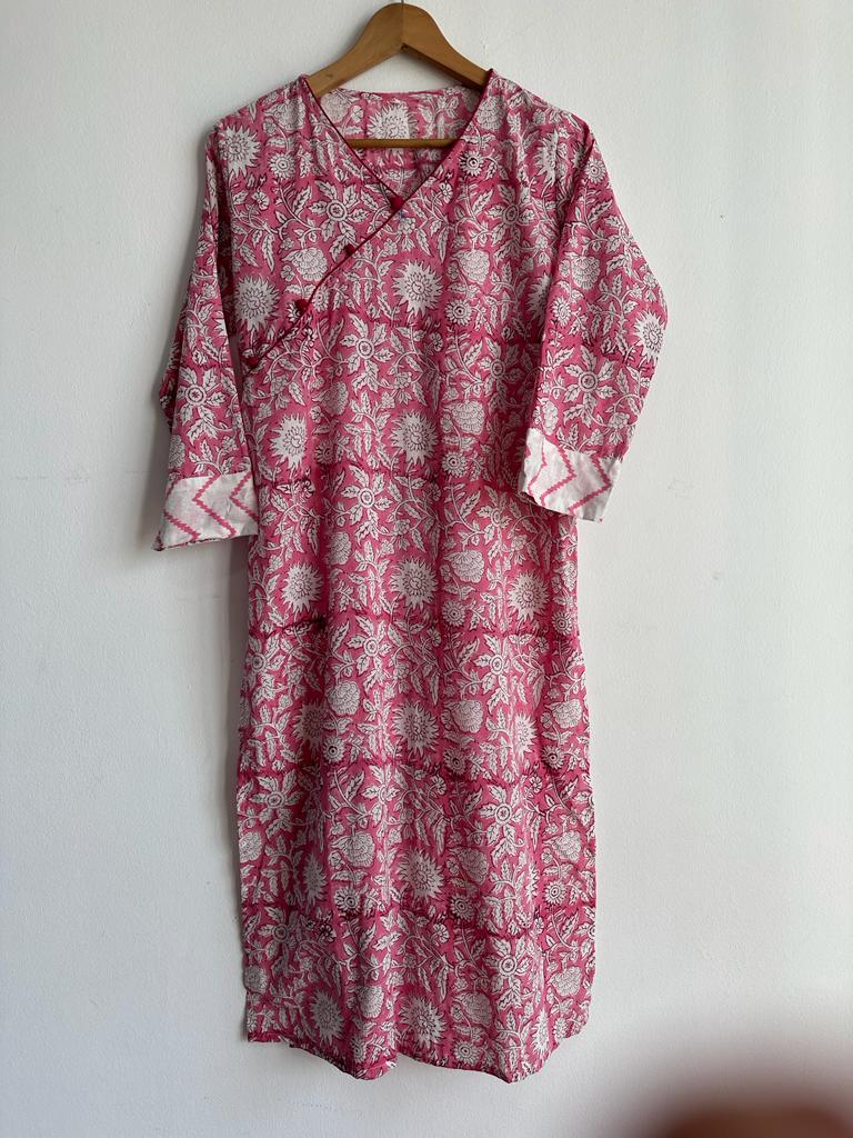 Indian Traditional Ethnic Wear pure Cotton Stitched Suits in White and Light Pink for women, shop now in Singapore