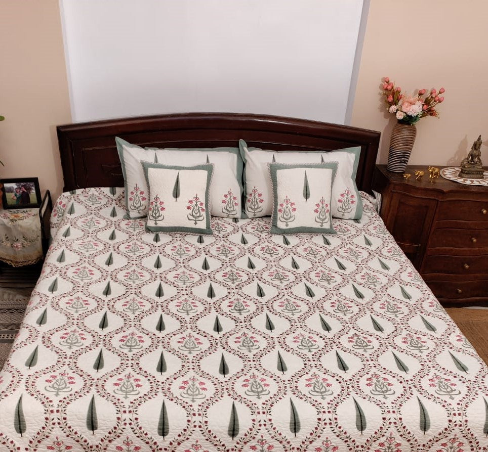 Pure Cotton Bed Sheet in Pink and Grey for women, Shop now in Singapore