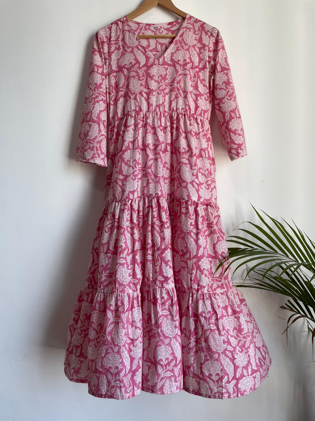 pink long maxi dress for women , handmade and affordable