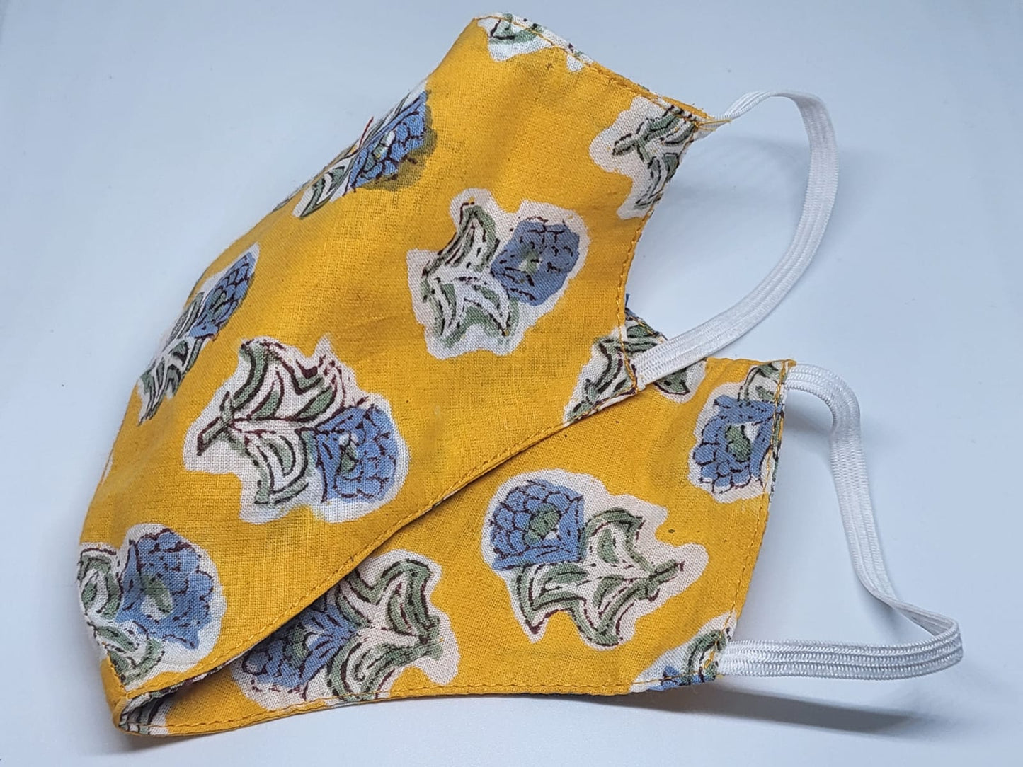 perfect cotton mask in yellow and blue with sleeveless maxi dress for women in singapore