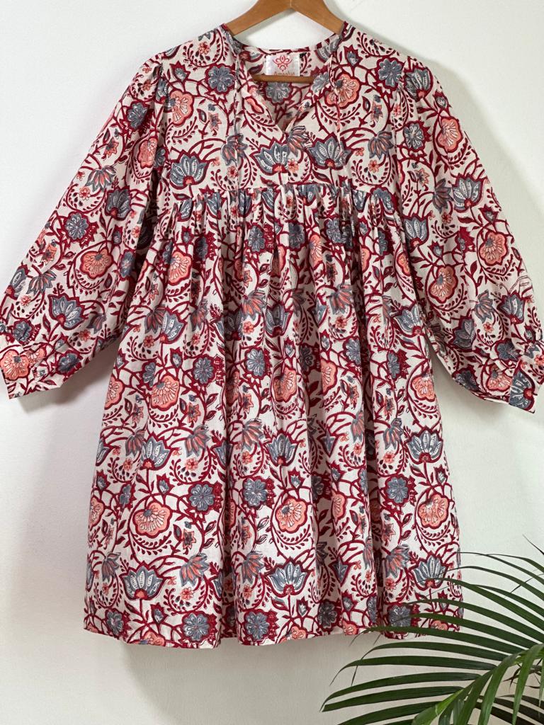Handmade and affordable pure Cotton Dress in White and Light Blue for women, buy now in Singapore