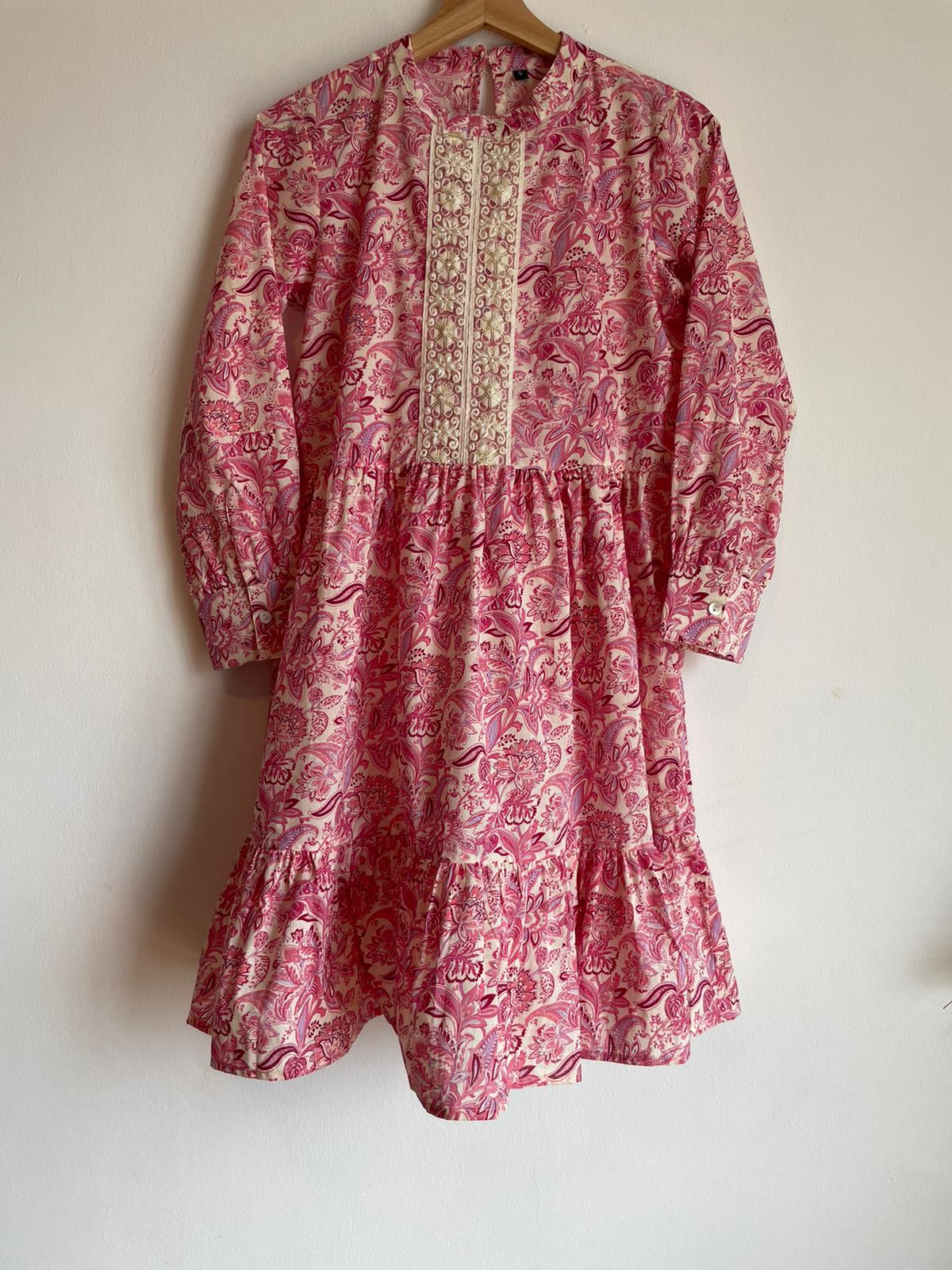 high quality handmade and affordable white and pink midi dress for women, shop now in singapore