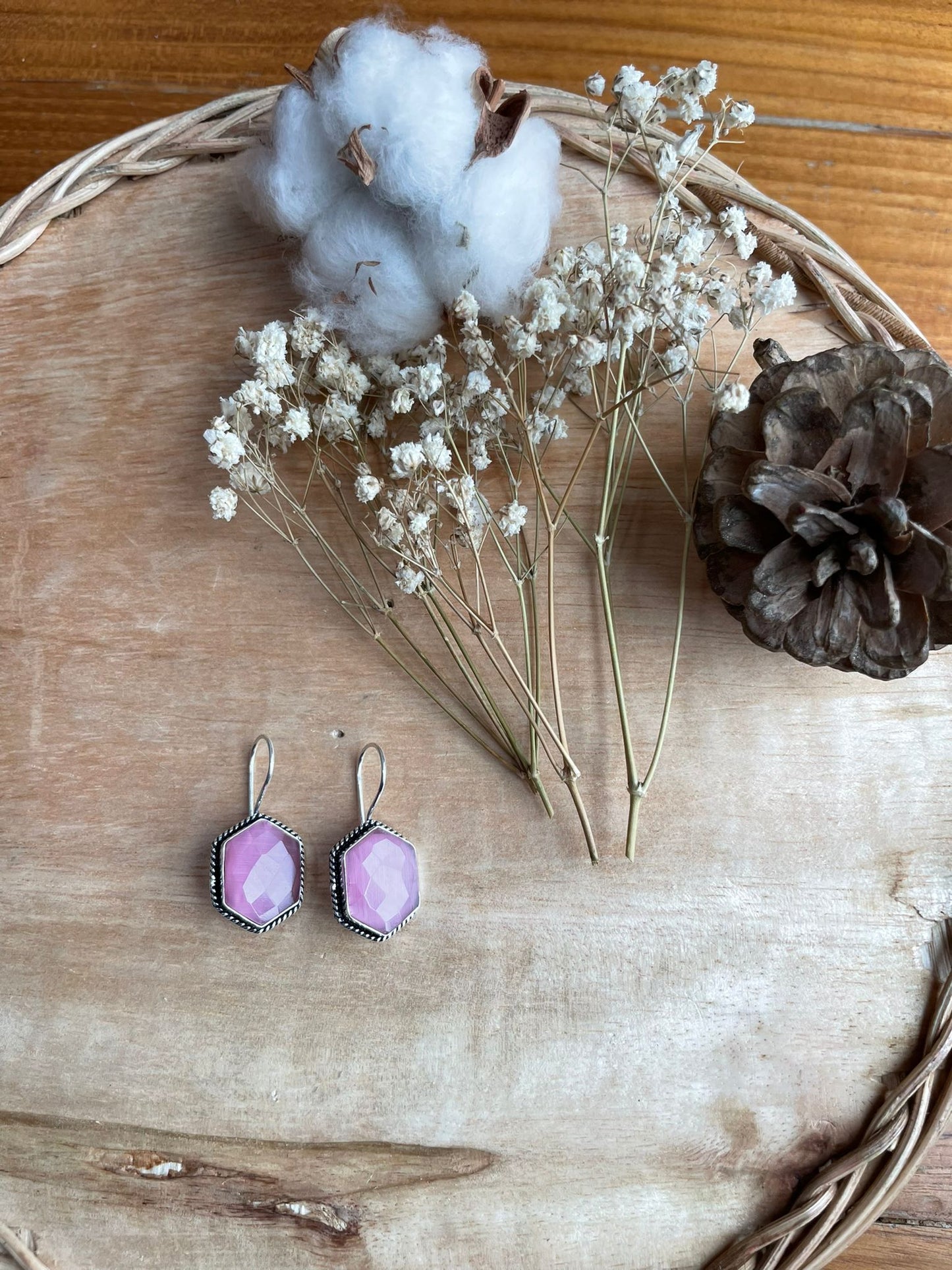 Pink earrings or jhumka new design hexagonal