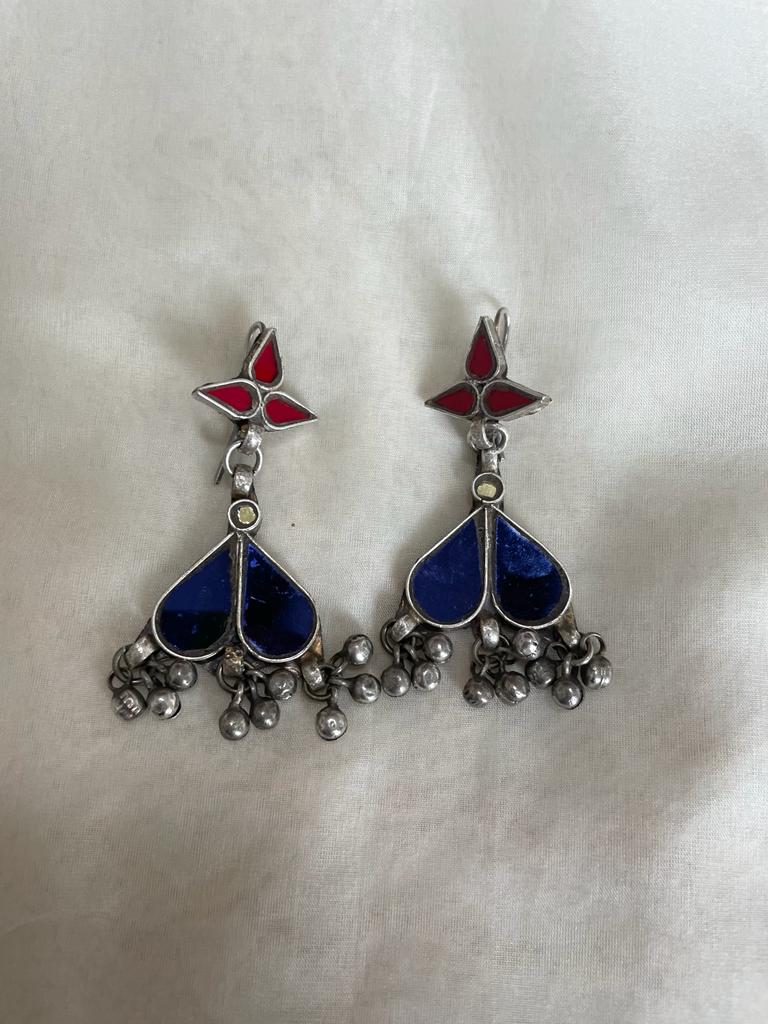 red color oval earring for women, handmade , buy now in Singapore