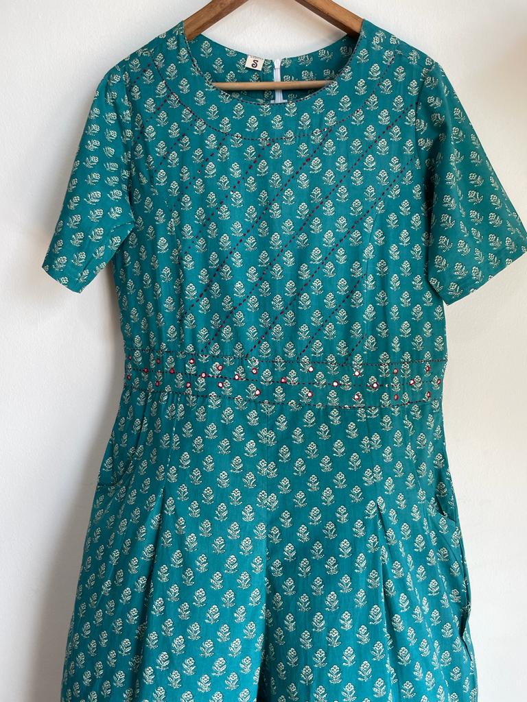 pure cotton and comfortable blue jumpsuit for women , buy now in Singapore