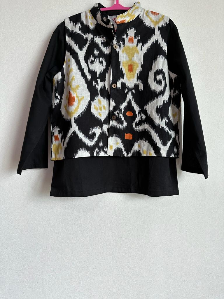 Indian traditional festive Ethnic pure Cotton Kidswear in Black and White for boys, buy now in Singapore