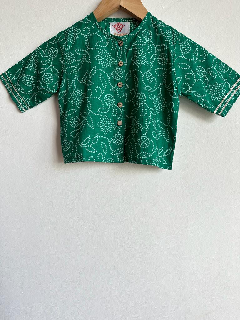 Indian traditional festive Ethnic pure Cotton Kidswear in Green and Red for Girls , Shop now in Singapore