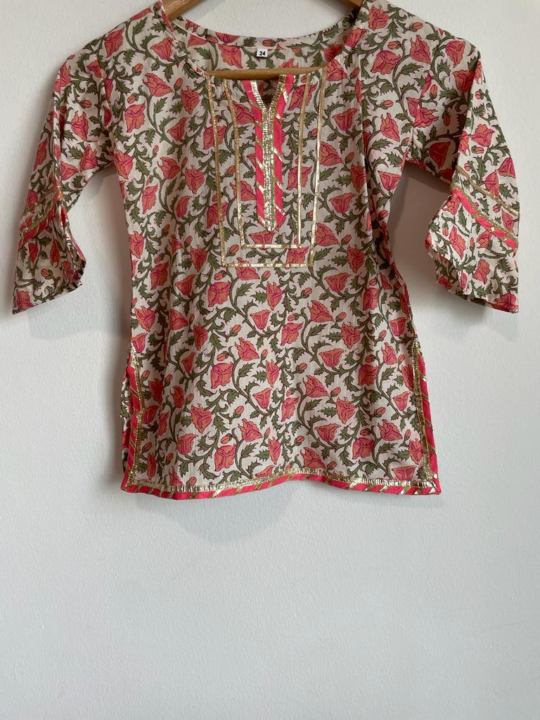 Indian traditional festive Ethnic pure Cotton Kidswear in Light Pink and Light Green for kids, shop now in Singapore