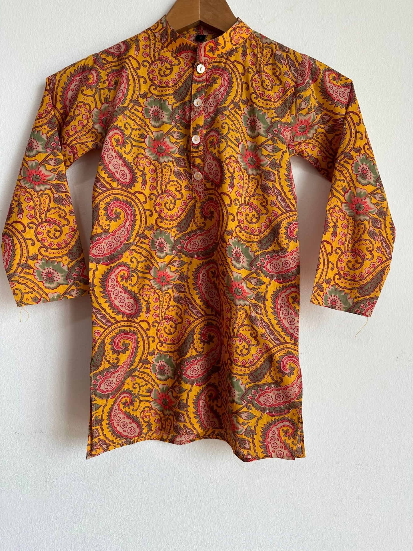 Indian traditional festive Ethnic pure Cotton Kidswear in Yellow and Green for boys, buy now in Singapore