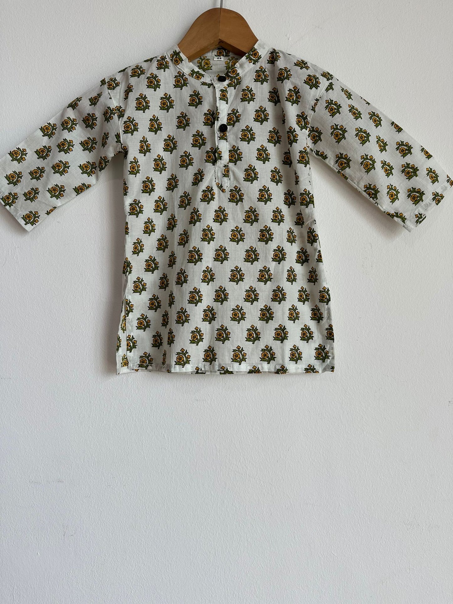 Indian traditional festive Ethnic pure Cotton Kidswear in White and Green for kids, buy now in Singapore