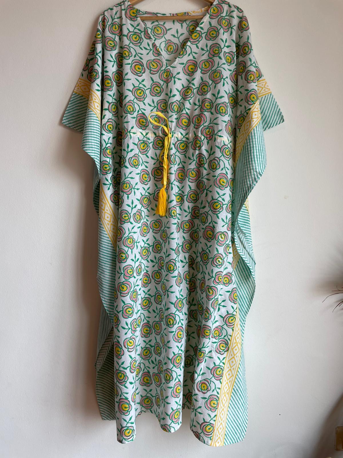 high quality and affordable cotton long Kaftan in white for women, buy now in Singapore