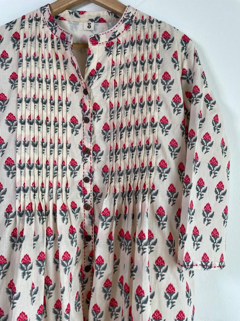 High quality and handmade pure cotton white and grey top for women, shop now in Singapore