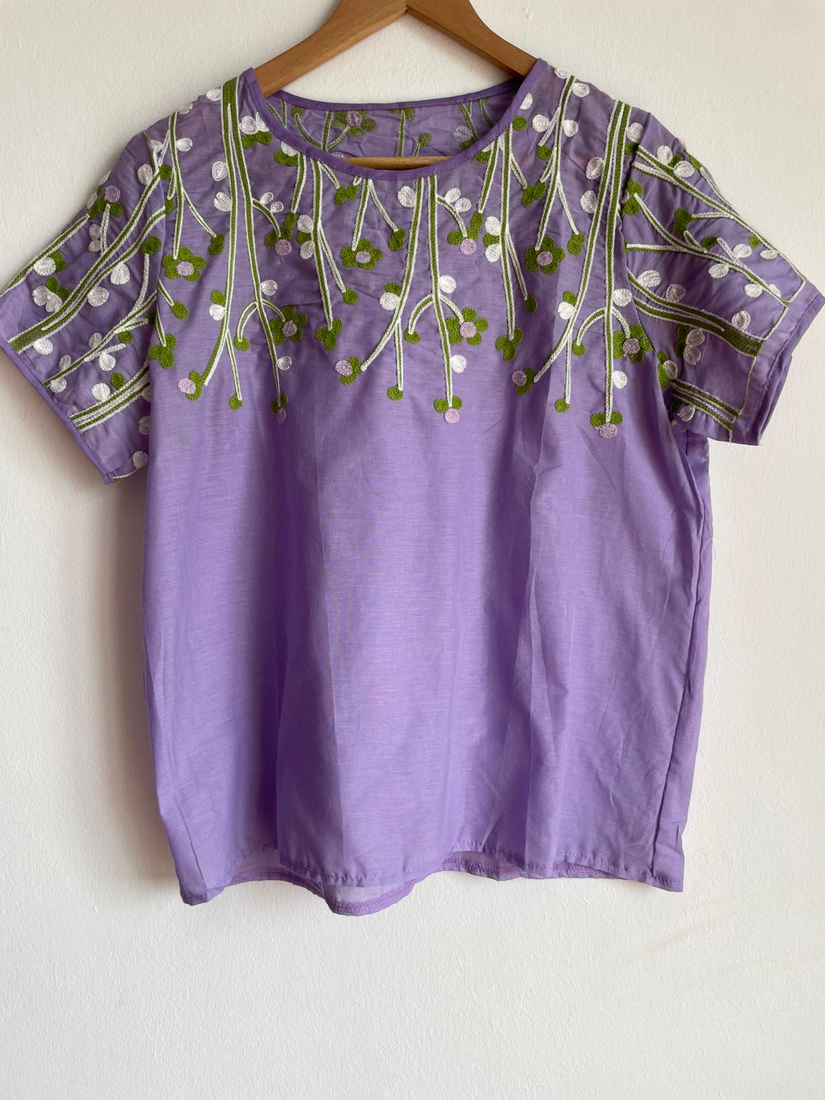 purple cotton pure top for women