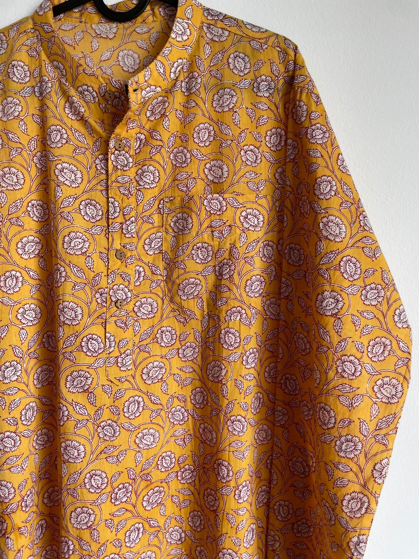 Men's Kurta with Mask - Yellow
