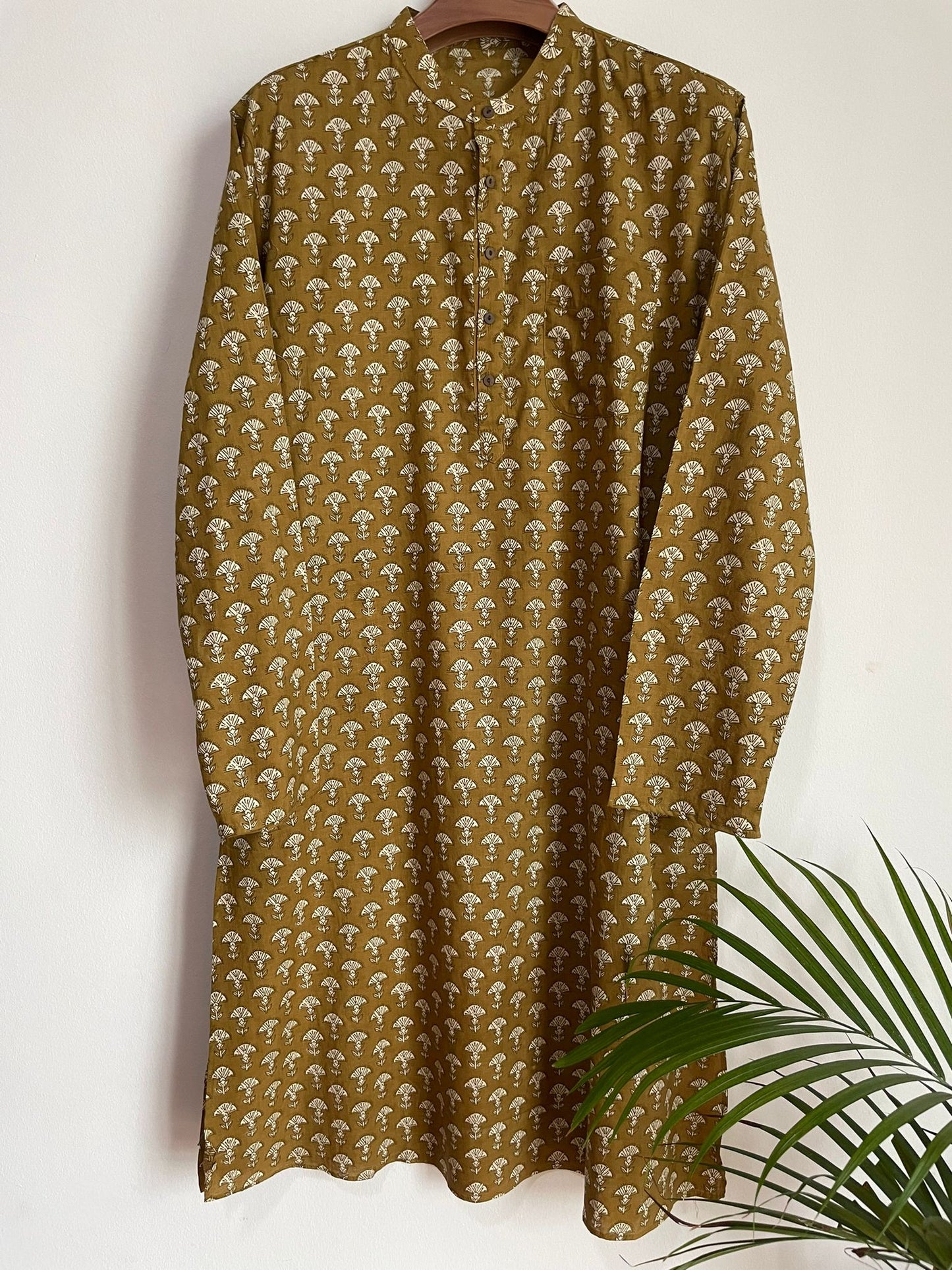 Indian traditional festive Ethnic pure Cotton Men's Kurta in Brown and Grey for men, buy now in Singapore