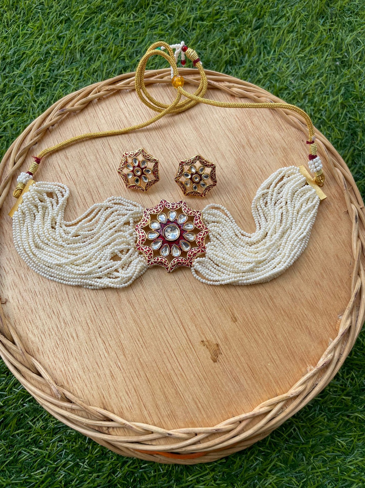 red choker set for women. High quality and comes with earrings