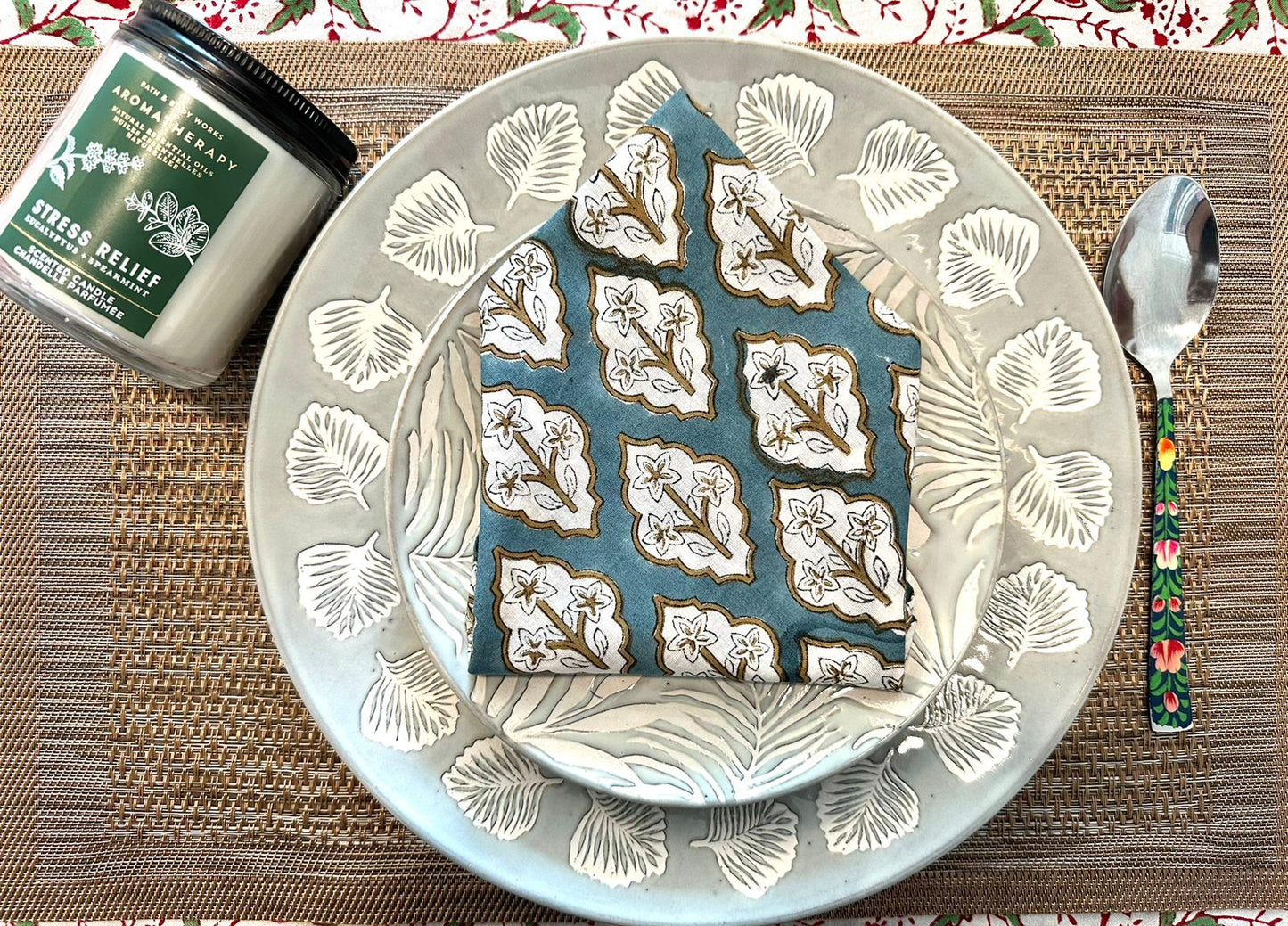 High- quality and affordable pure Cotton Table Napkins in Blue and Brown for women, buy now in Singapore