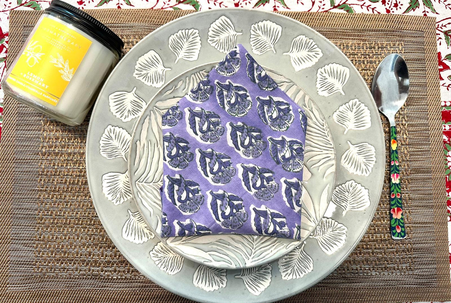 High- quality and affordable pure Cotton Table Napkins in Purple and Blue for women, buy now in Singapore