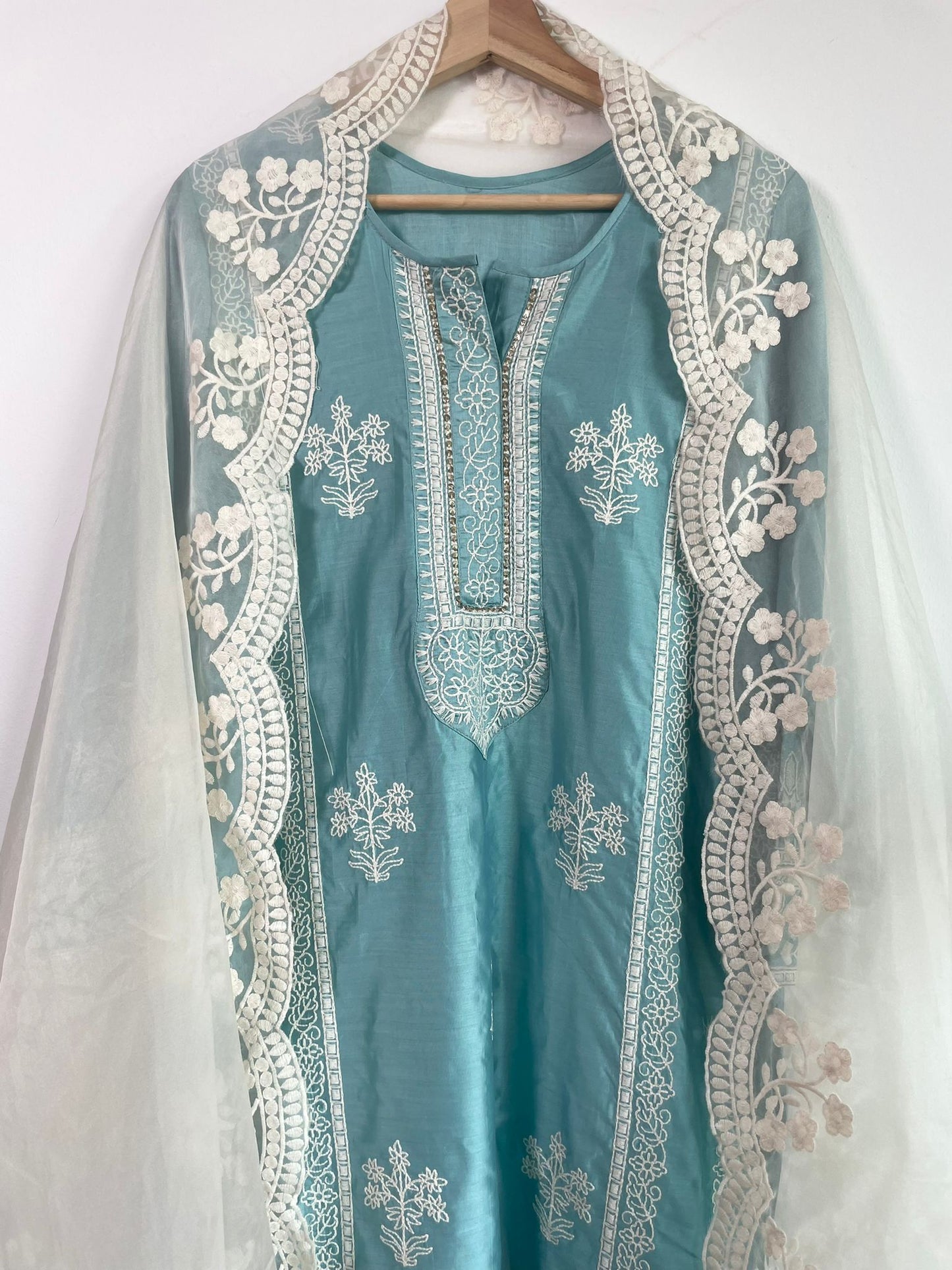 Stitched Suits in Light Blue and White for women, Shop now in Singapore