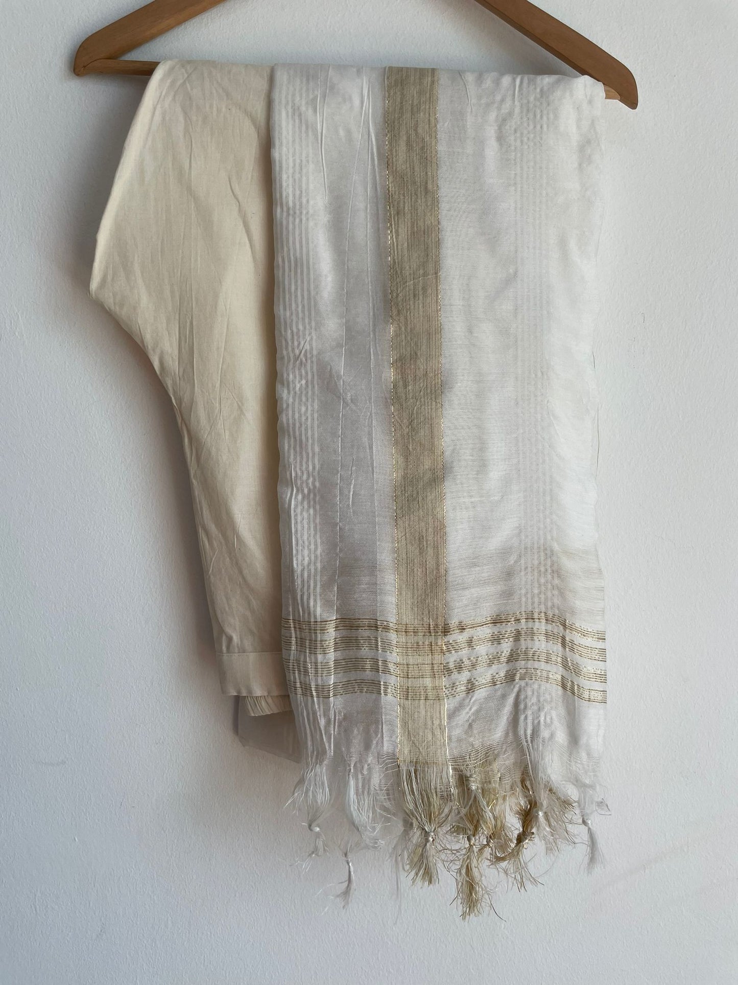 Handmade and affordable Pure Cotton Stitched Suits in Off-White and Light Pink for women, buy now in Singapore