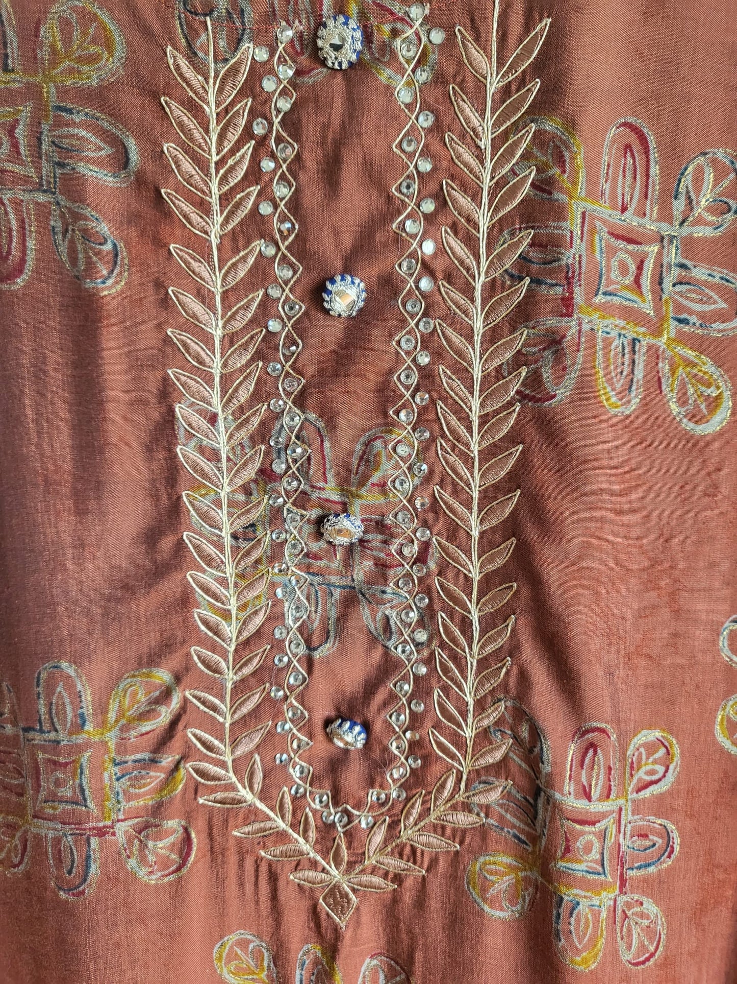 high quality embroidery on brown indian suit for women in Singapore