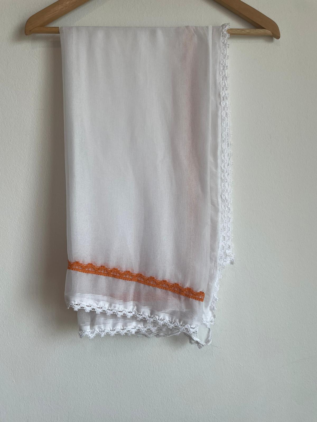 handmade dupatta with orange cotton suit set for women in Singapore