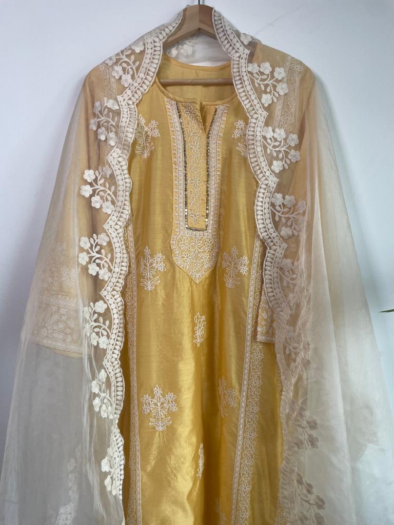 Stitched Suits in White and Yellow for women, buy now in Singapore