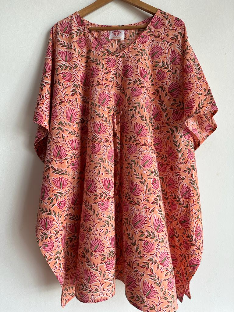 High- quality and affordable pure Cotton Long Kaftan in Light Pink and Pink for women, buy now in Singapore