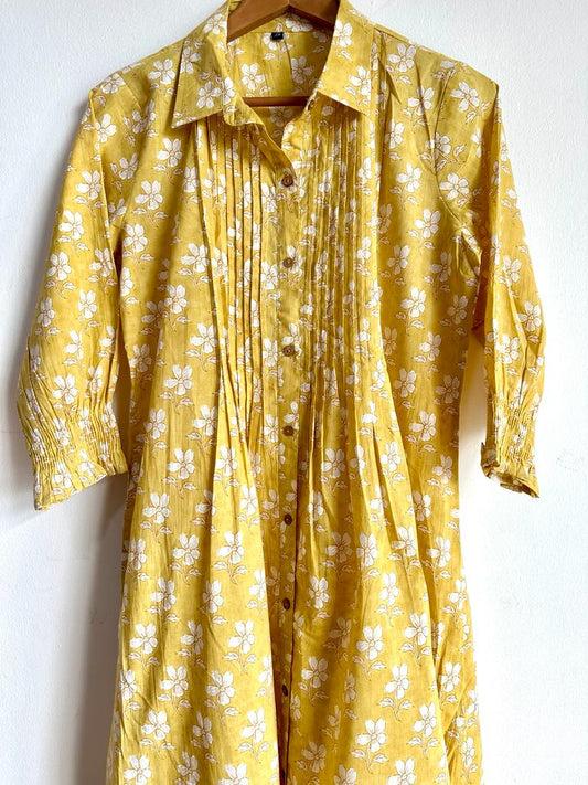 High-quality and comfortable Pure Cotton Maxi Dress in Yellow and White for women, buy now in Singapore