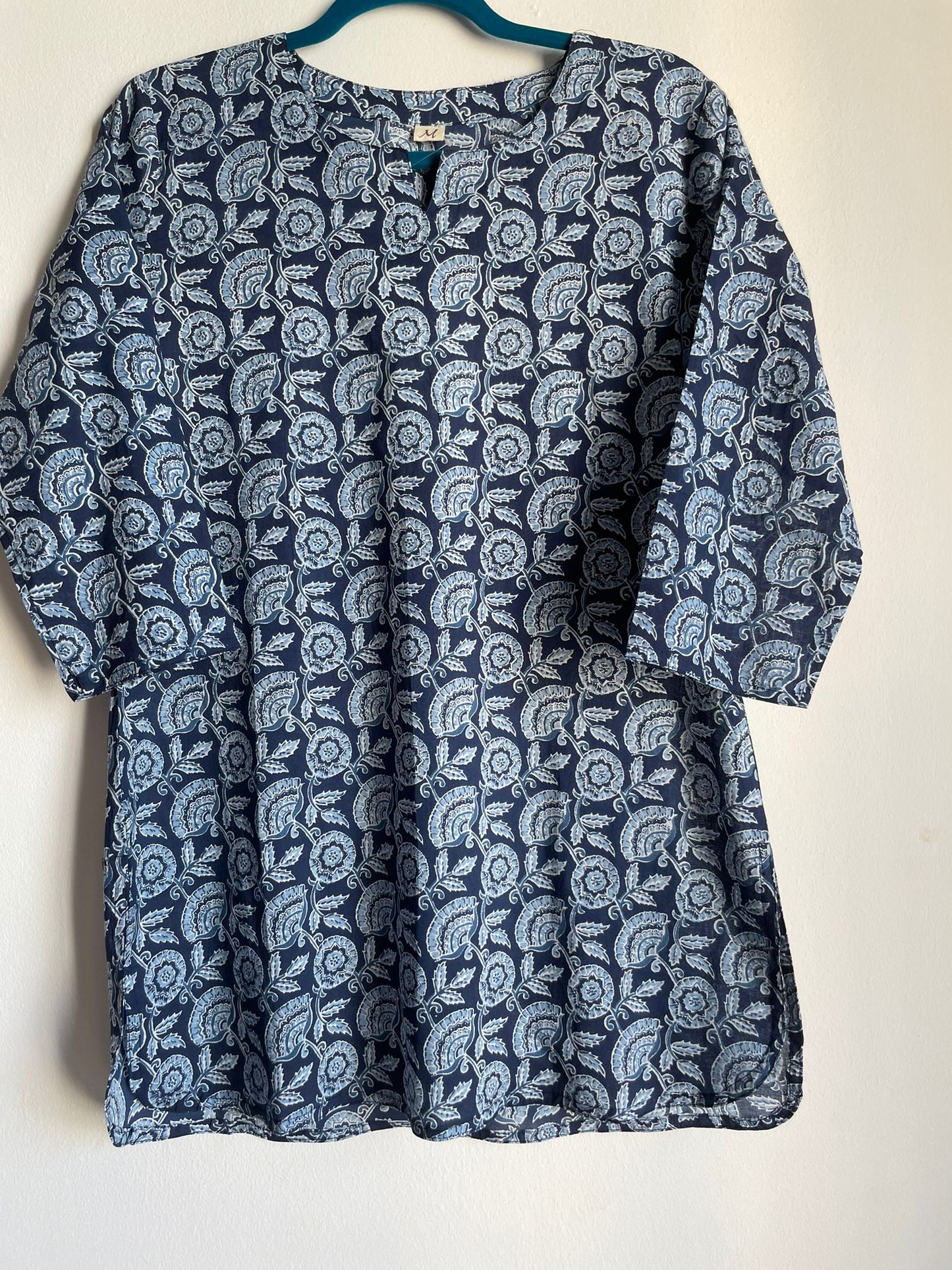 loungewear in blue floral block print. Perfect relaxing outfit made of 100 percent cotton
