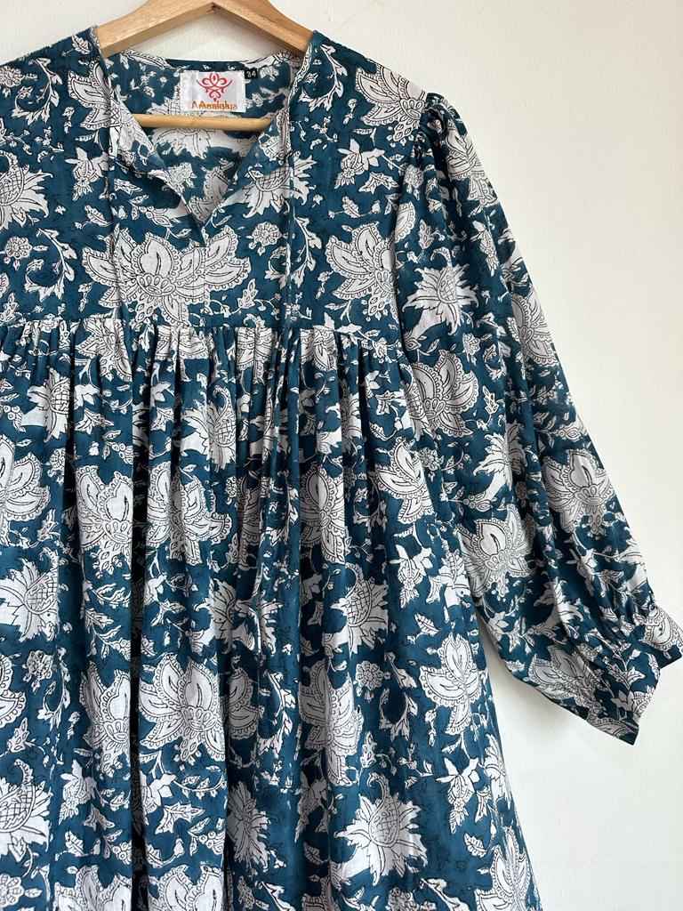 High-quality and comfortable Pure Cotton Dress in Blue and Black for women, buy now in Singapore