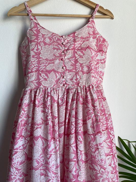 maxi dress with noodle strap for women in pink color. affordable and comfortable