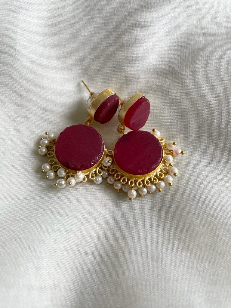 handmade red and gold earring for women