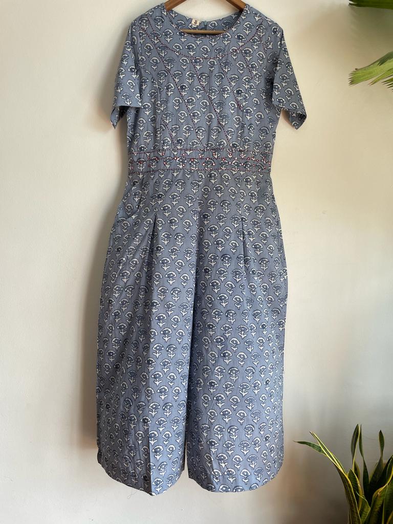 handmade and affordable light blue and white jumpsuit for women, shop now in Singapore