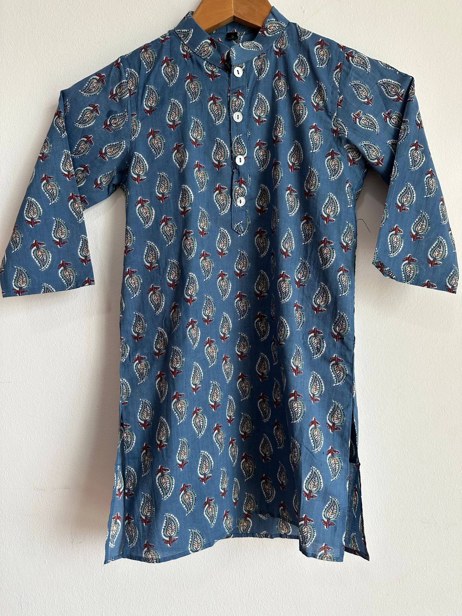 Indian traditional festive Ethnic pure Cotton Kidswear in Light Blue and Red for boys, buy now in Singapore