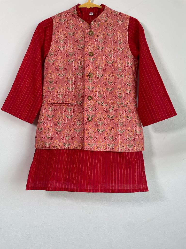 Indian traditional Ethnic wear Kidswear in Red and Pink, buy now in Singapore