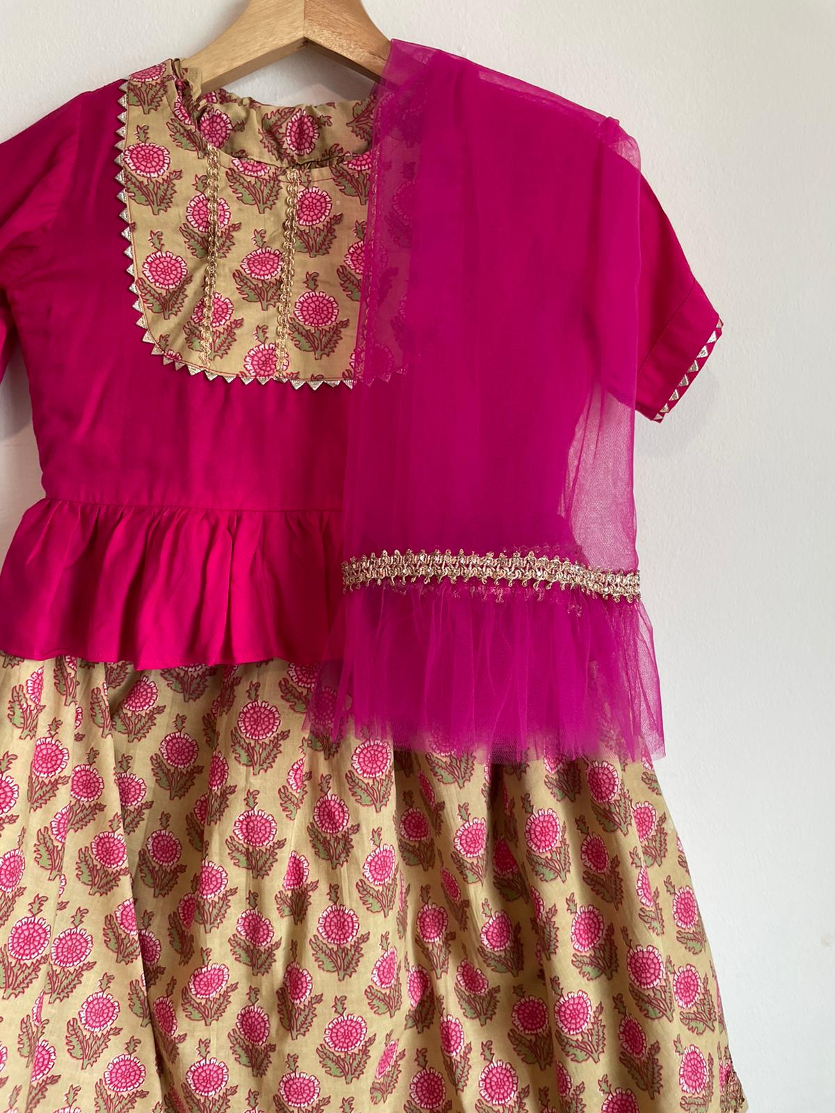 Handmade and affordable lehnga choli dress for girls made from high quality cotton