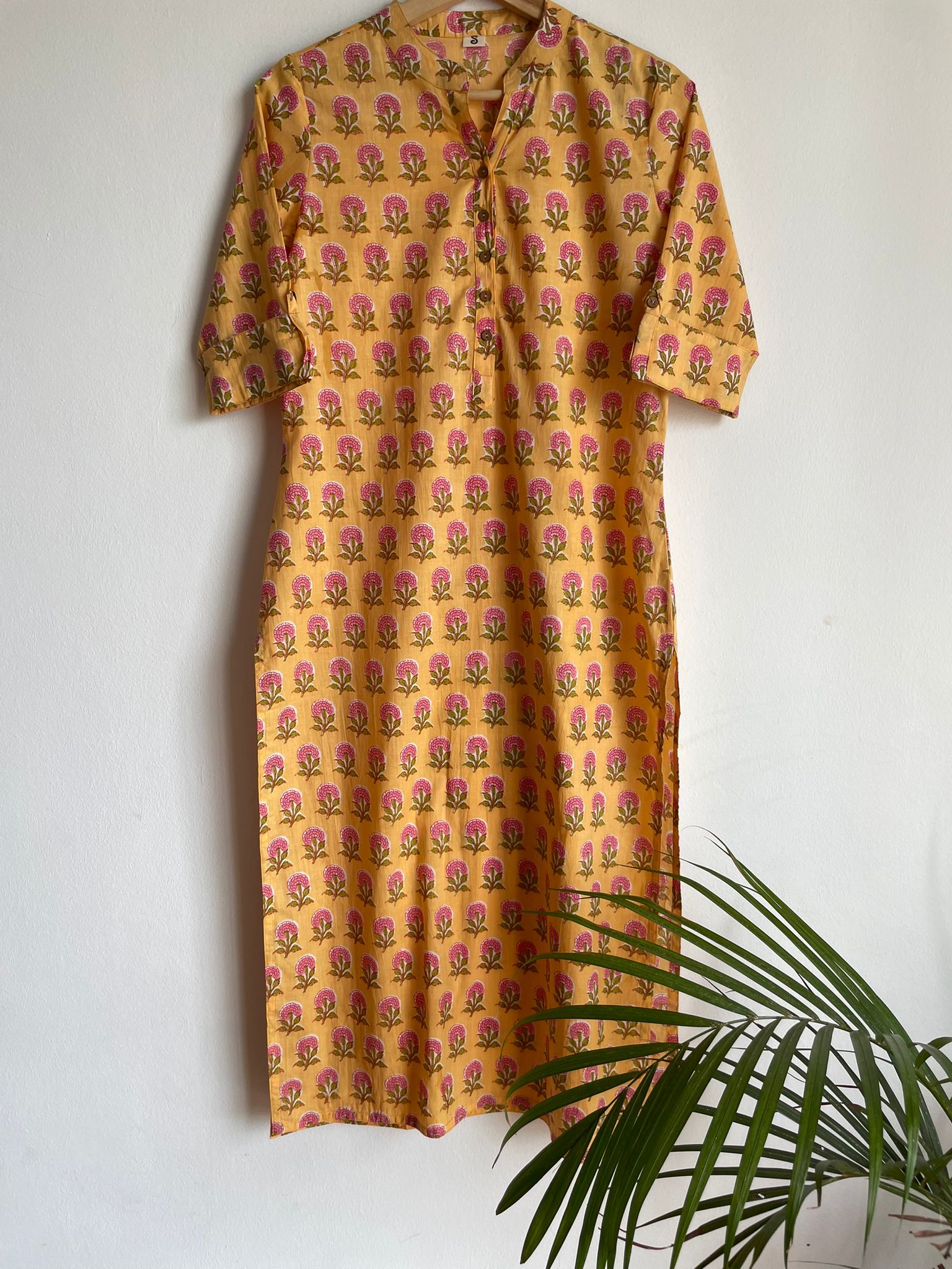 Cozy and comfortable women's cotton kurta in yellow, buy now in singapore