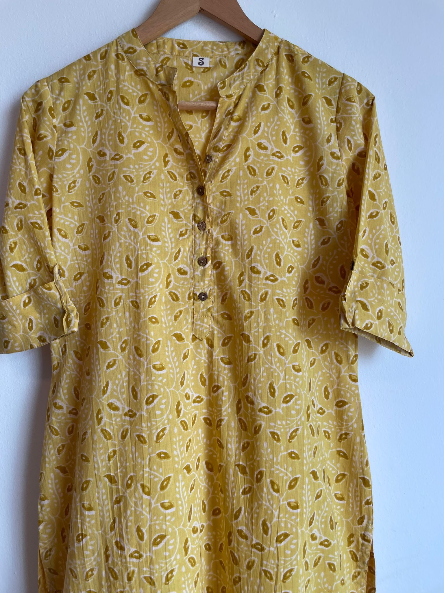 Cozy, casual, comfortable and handmade yellow cotton kurta for women, shop now in singapore