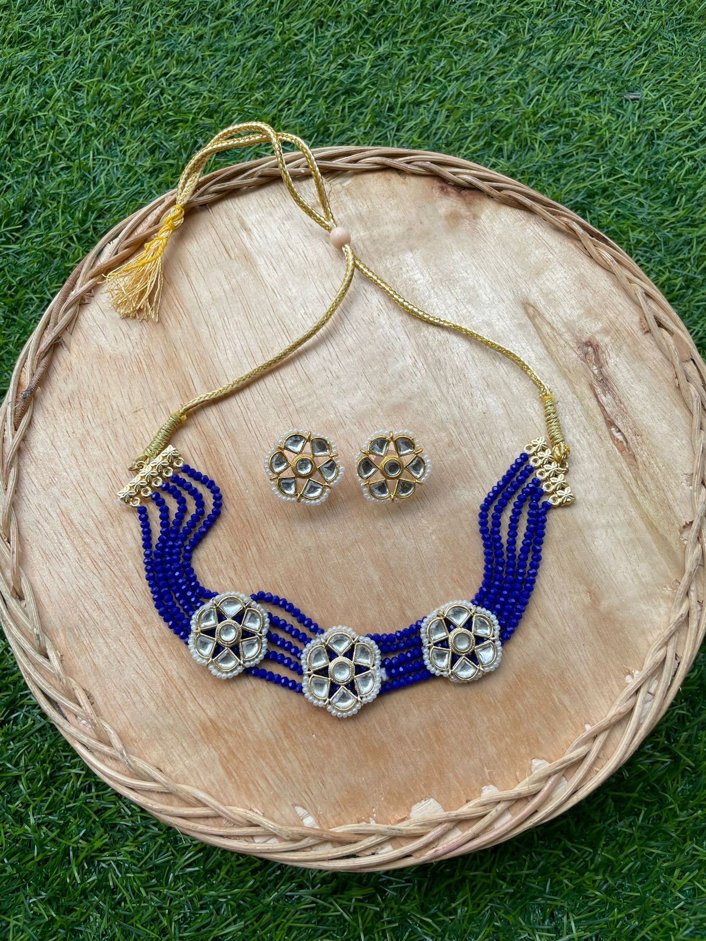 handmade and high quality choker set in blue for women, buy now in singapore