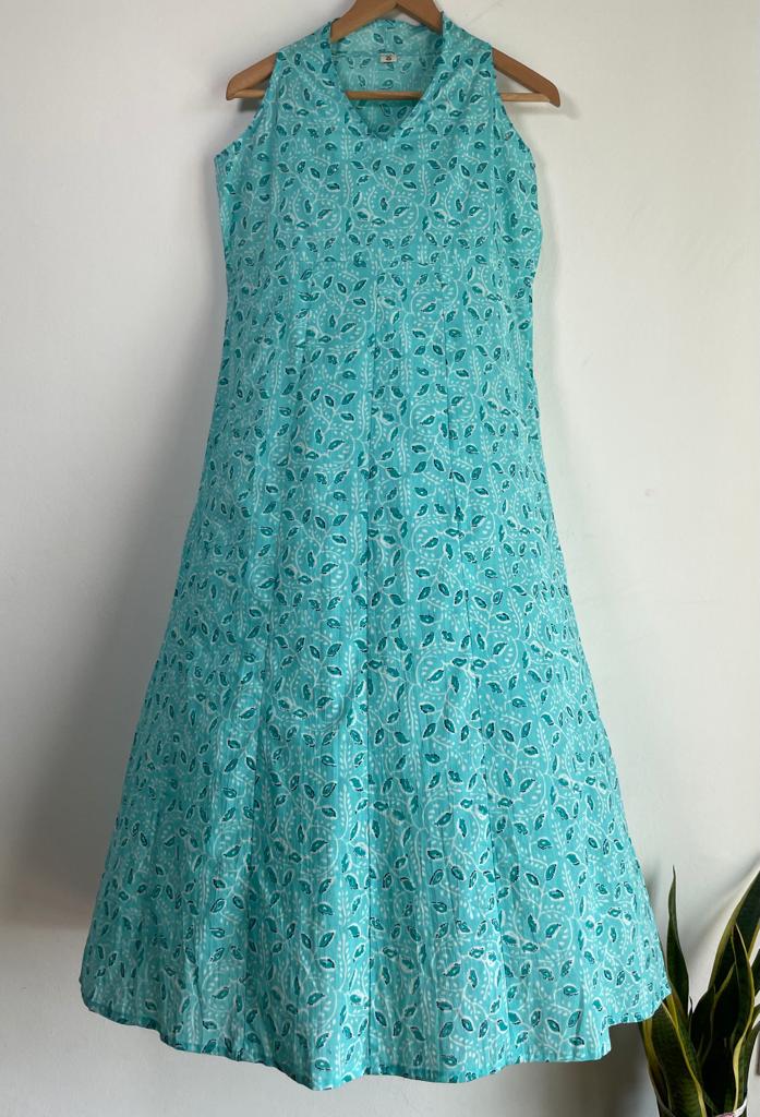 Handmade and affordable Sleeveless Dress in Light Blue and White for women, buy now in Singapore