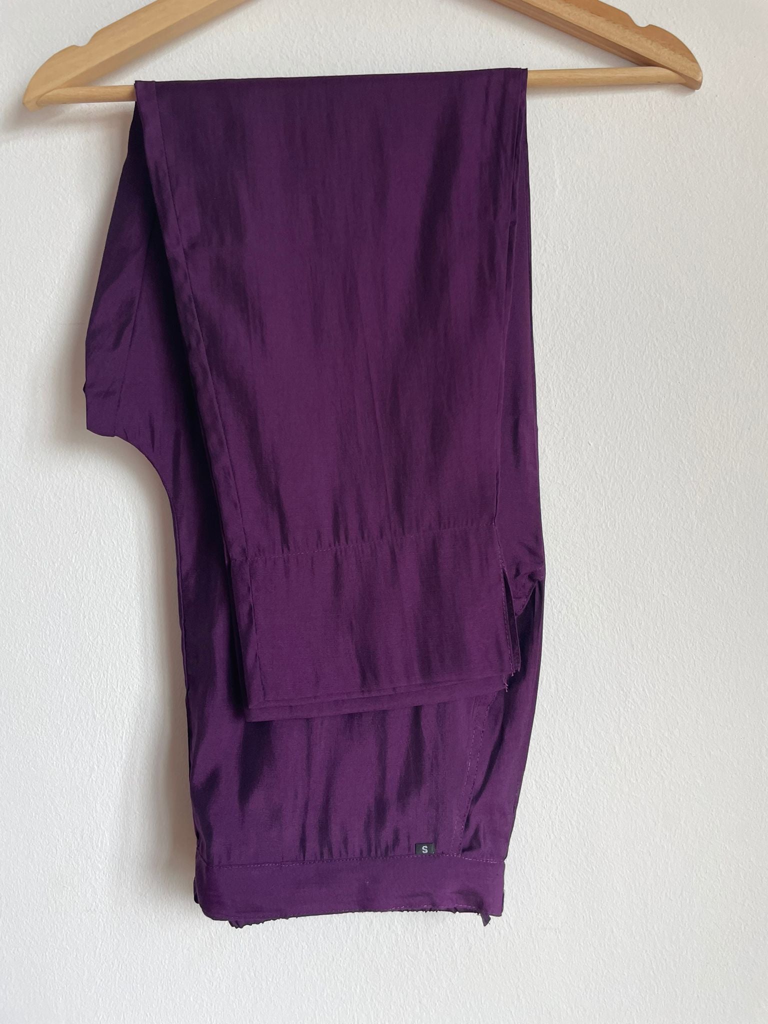 Straight pants with purple indian ethnic silk suit