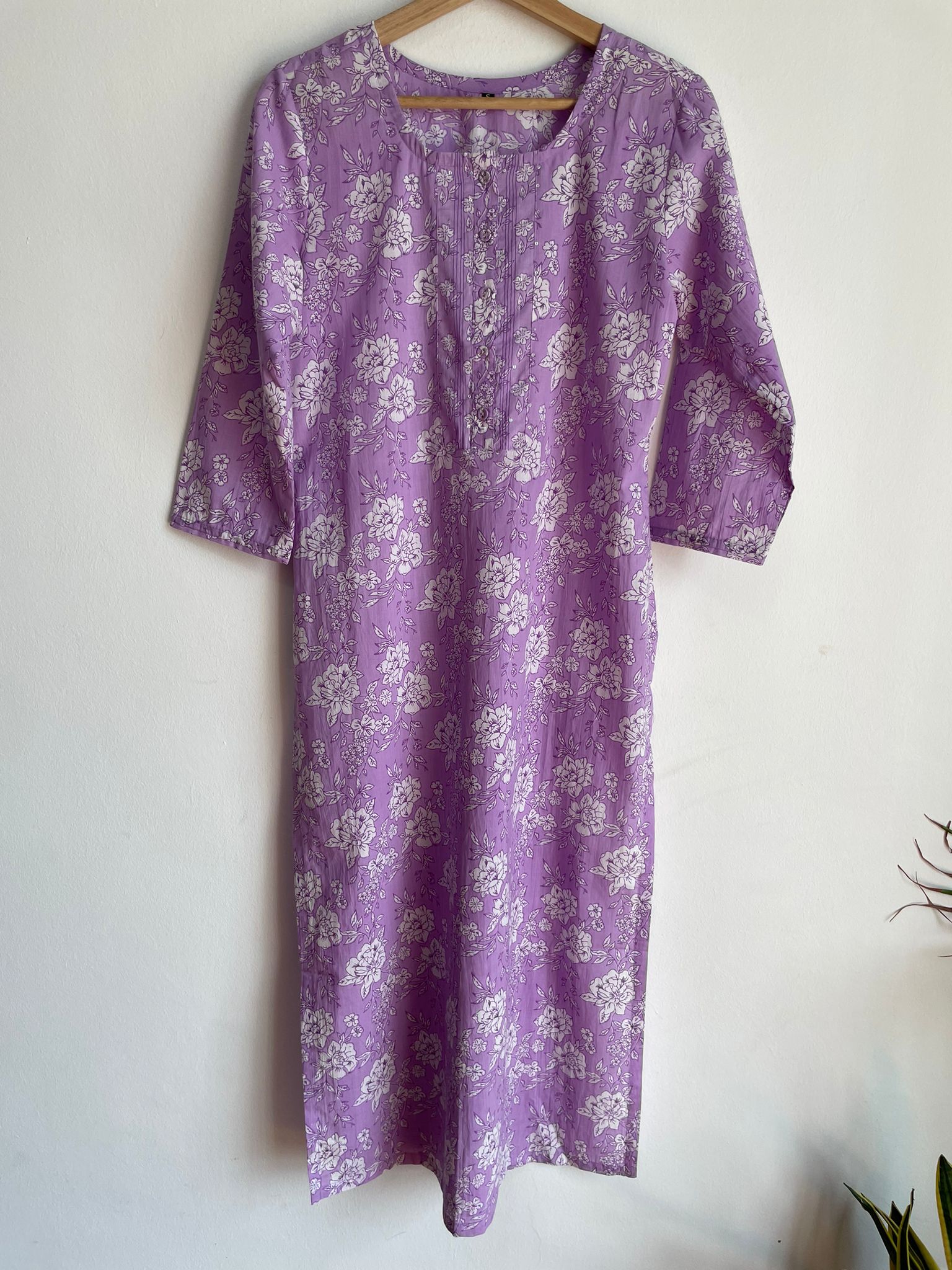 Indian Traditional Ethnic Wear pure Cotton Stitched Suits in Light Purple and White for women, buy now in Singapore
