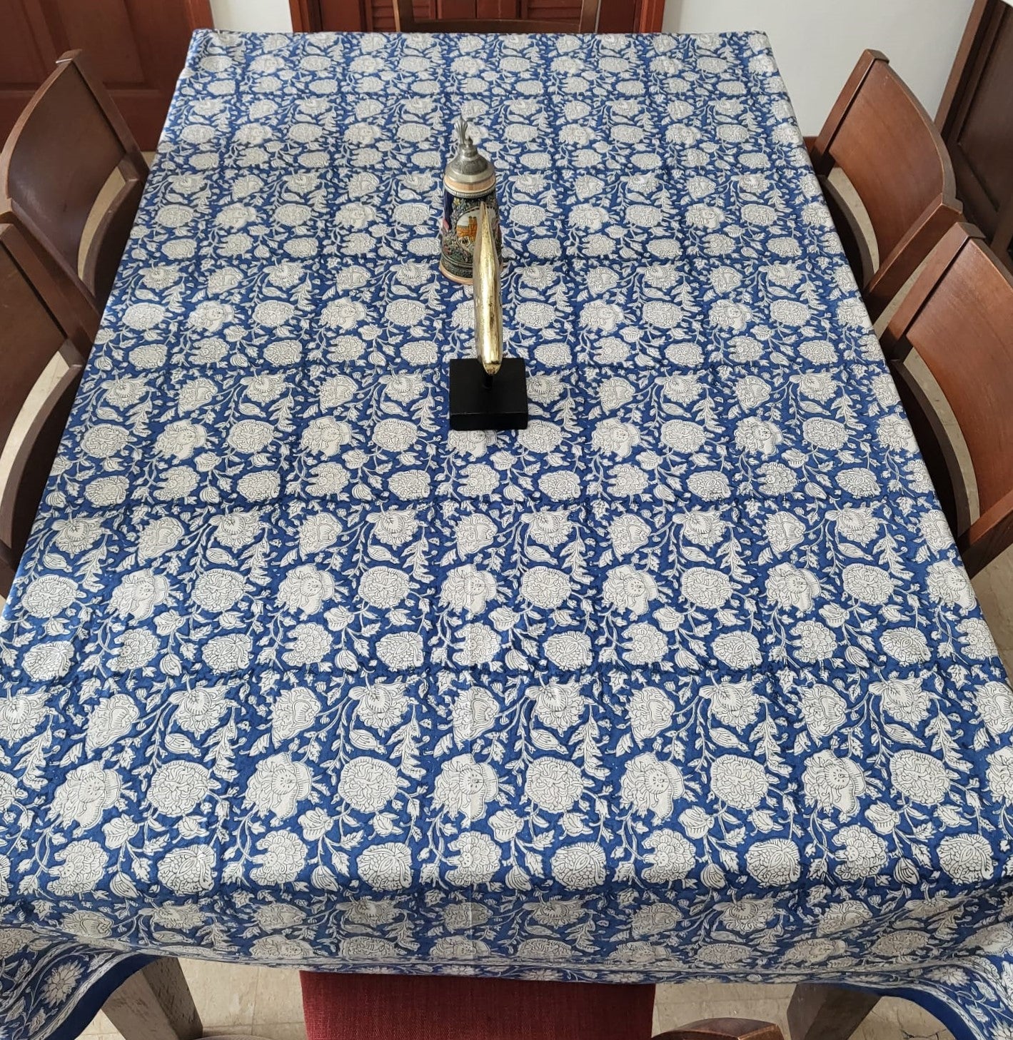 block printed table cover, made in india
